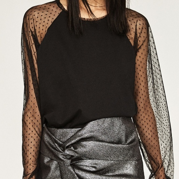 Zara Tops - Zara Top with Mesh Sleeves